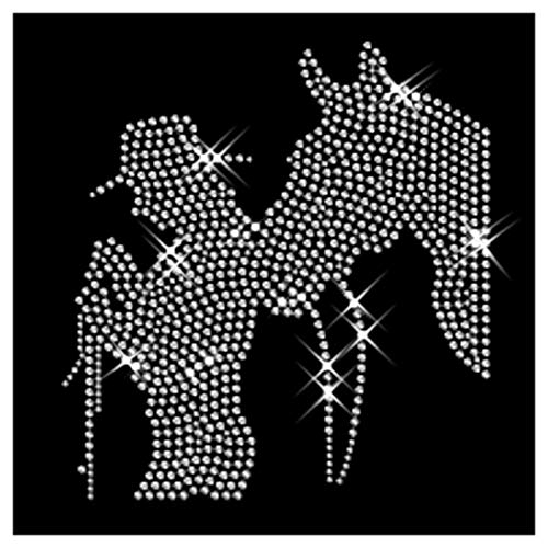Strasselse Strassmotiv Western Kulisse - Bügelbild Applikation kristallklar Cowboy & Pferd - Glitzerbild für T-Shirt Jacke Tasche etc. - Strass-Applikation zum Aufbügeln - Gr. 20 x 22 cm von Strasselse