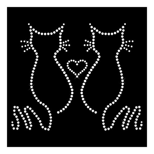 Strassmotiv - Katzensilhouette hotfix Strassbild zum Aufbügeln Bügelbild von Strasselse