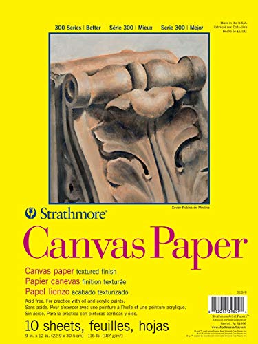 Strathmore 300 Series Canvas Paper Pad, Glue Bound, 22,9 x 30,5 cm, 10 Blatt (115lb/187g) – Künstlerpapier für Erwachsene und Studenten – Acryl- und Ölfarben von Strathmore