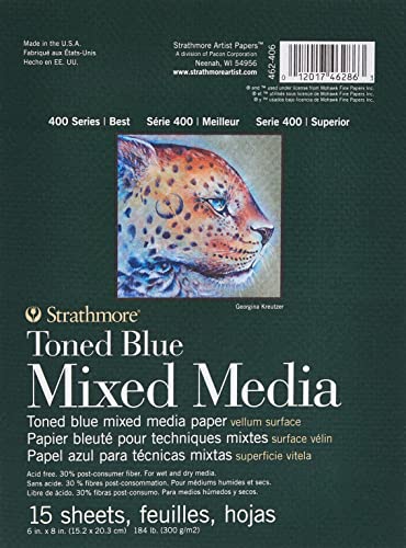 Strathmore (462-406 400 Series Toned Blue Mixed Media Pad, Papier, stahlblau, 18"x24", 15 von Strathmore