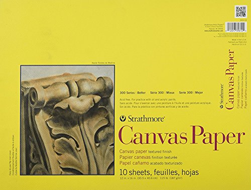 Strathmore 300 Series Canvas Paper Pad, Glue Bound, 30,5 x 40,6 cm, 10 Blatt (115lb/187g) – Künstlerpapier für Erwachsene und Studenten – Acryl- und Ölfarben von Strathmore