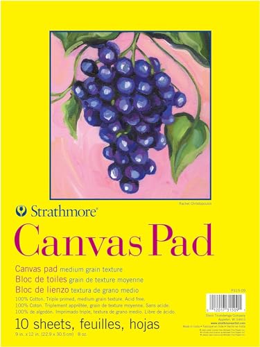 Strathmore 300er-Serie, Leinwandblock, 22,9 x 30,5 cm, 10 Blatt, dreifach grundiert, 100% Baumwoll-Leinwand, Plein Air Artists, Acrylfarbe und Ölfarbe Strathmore 300er-Serie, Leinwandblock, 22,9 x 30,5 cm, 10 Blatt, dreifach grundiert, 100% Baumwoll-Leinwand, Plein Air Artists, Acrylfarbe und Ölfarbe von Strathmore