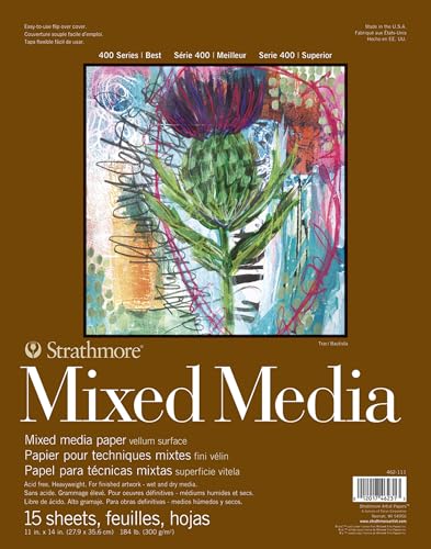 Strathmore 400 Mixed Media Block - P462-111-4, 15 Blatt, 28 x 36 cm, 300 g/m², Naturweiß von Strathmore