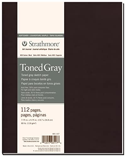 Strathmore 400 Recycled Toned Gray Skizzenbuch Softcover - P481-107-4, 56 Blatt, 20 x 25 cm, 89 g/m², Grau von Strathmore