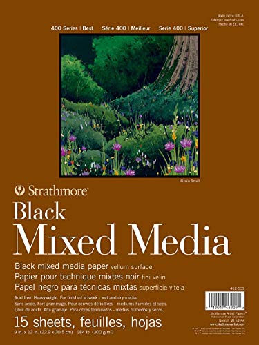 Strathmore 400 Series Black Mixed Media Pad, 22,9 x 30,5 cm, 15 Blatt, Papier, Schwarz, 9" x 12", stück von Strathmore