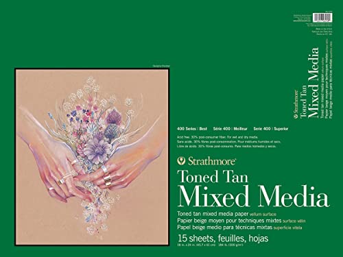 Strathmore 400 Series Toned Tan Mixed Media Pad, 45,7 x 61 cm, mit Klebstoffbindung, 15 Blatt pro Block von Strathmore
