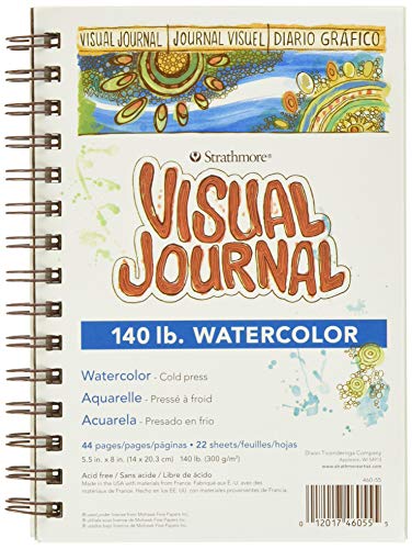 Strathmore 460-55 400 Series Visuelles Aquarell-Tagebuch, 63,5 kg kaltgepresst, 14 x 20,3 cm, 22 Blatt, Weiß von Strathmore