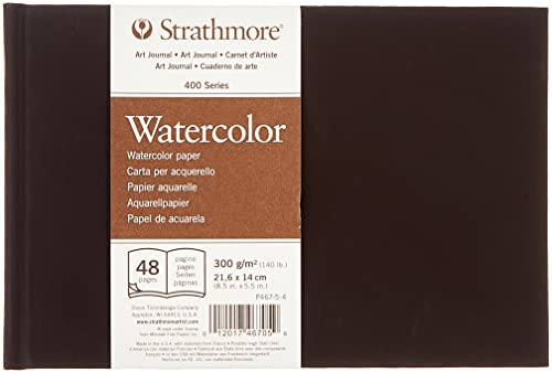 Strathmore 467-5 STR-467-5 Aquarell-Tagebuch, 48 Blatt, Nr. 140, 21,6 x 14 cm, Weiß, 22 x 14 cm von Strathmore