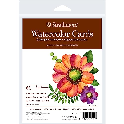 Strathmore Aquarellkarten, Kaltpresse, 12,7 x 17,5 cm, 6 Stück, Umschläge enthalten – individuelle Grußkarten für Hochzeiten, Veranstaltungen, Geburtstage von Strathmore