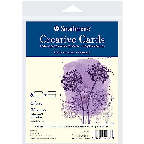 Strathmore Karten, 12,7 x 17,5 cm, kreativ, elfenbeinfarbenes Deckle Strathmore Karten, 12,7 x 17,5 cm, kreativ, elfenbeinfarbenes Deckle von Strathmore
