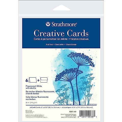 Strathmore Karten, 5 x 6,875, kreativ, fluoreszierendes weißes Deckle von Strathmore