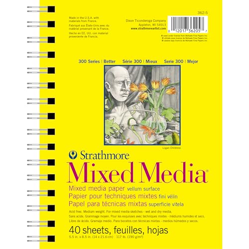 Strathmore Mixed Media Serie 300 Velinpapier, 40 Blatt, 190g/m², 14x21.6cm Strathmore Mixed Media Serie 300 Velinpapier, 40 Blatt, 190g/m², 14x21.6cm von Strathmore