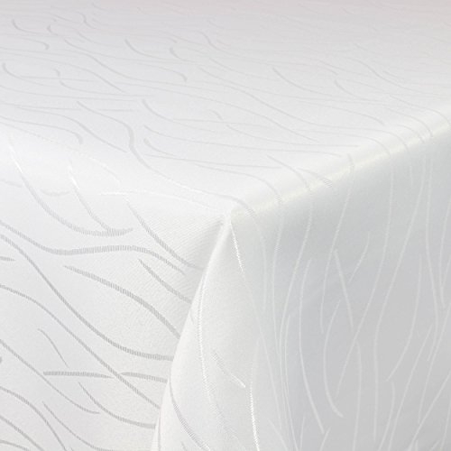 Tischdecke Damast Streifen 130x160cm eckig Weiss von Streifen Tischdecke