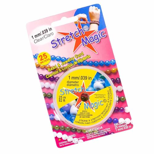 Craft County Pepperell Stretch Magic Perlenschmuck, elastische Schnur, klare Perle, Schwarz, PRL-SMJ25-01-~CC_BB923, 1 mm x 25 m von Stretch Magic