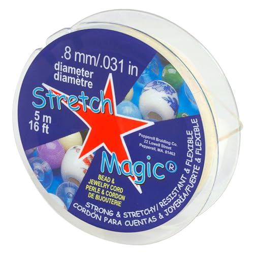 Pepperell Stretchschnur für magische Perlen und Schmuck, 0,8 mm, 5 m, Perle Pepperell Stretchschnur für magische Perlen und Schmuck, 0,8 mm, 5 m, Perle von Stretch Magic