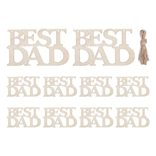 Best Dad unlackiertes Holzhandwerk, -Handwerk für Kinder, -Buchstaben-Ornamente, kreative Holzdekorationen, Papa-Holzornamente für Happy Father's Day von Streysisl