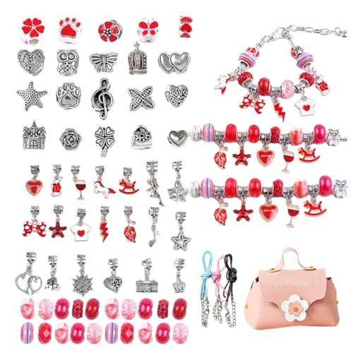 Streysisl Armbandherstellungs-Set für Mädchen, Armbandschnur, handgefertigtes Schmuckherstellungszubehör, Schmuck-Perlen-Set mit Aufbewahrungstasche, Kinder-Perlen-Bastelset zum Basteln von Streysisl