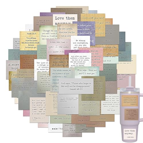 Streysisl Aufkleber mit Bibelvers – 50 x motivierende Schreibmaschinen-Schrift-Zitate, Scrapbook-Aufkleber, wasserdicht, dekoratives Zubehör für Wasserflasche, Laptop, Handy Streysisl Aufkleber mit Bibelvers – 50 x motivierende Schreibmaschinen-Schrift-Zitate, Scrapbook-Aufkleber, wasserdicht, dekoratives Zubehör für Wasserflasche, Laptop, Handy von Streysisl