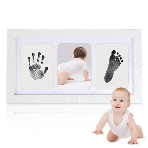 Streysisl Baby-Bilderrahmen, Handabdruck und Fußabdruck-Set für Babys, Erinnerungsrahmen für Neugeborene, Handabdruck-Ornament, Handabdruck-Ornament-Set, von Streysisl