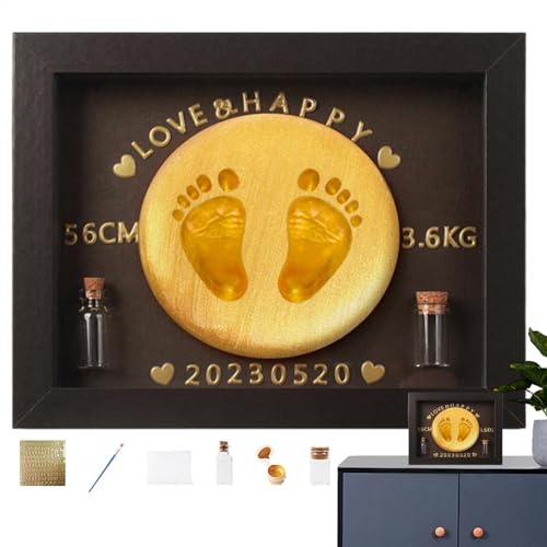 Streysisl Baby-Hand- und Fußabdruck-Set, Holz-Kunst-Bilderrahmen, Babyabdrücke, Hände und Füße, Fetal-Haar-Kollektionsflasche, handgefertigtes Baby-Andenken, sichere Farbe für Papa Streysisl Baby-Hand- und Fußabdruck-Set, Holz-Kunst-Bilderrahmen, Babyabdrücke, Hände und Füße, Fetal-Haar-Kollektionsflasche, handgefertigtes Baby-Andenken, sichere Farbe für Papa von Streysisl