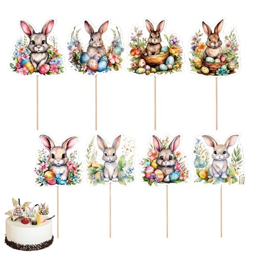 Streysisl Cupcake-Topper „Ostereier“, Cupcake-Topper „Osterhase“ | Osterhasen-Kuchenaufsatz - Hasen-Eier-Cupcake-Topper, Kuchendekoration für Geburtstag und Ostern von Streysisl