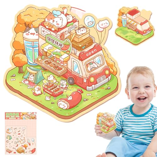 Streysisl Hausaufkleber zum Selbermachen, dekorative Wandaufkleber, 3D-Effekt, Scrapbooking-Dekorationswerkzeug, kleine Raumlandschaftsgestaltung für Kinder von Streysisl