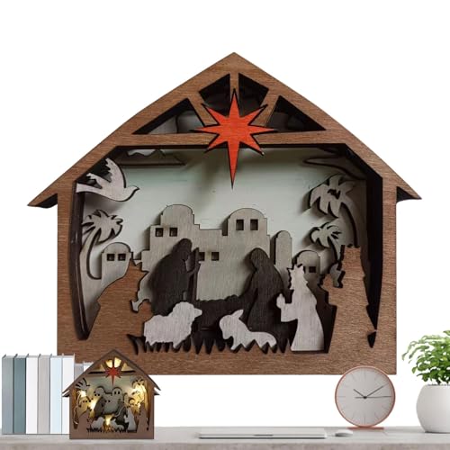 Streysisl Krippenfigur für den Schreibtisch, Holzfigur, Weihnachtskrippe, warmes Licht, Tischdekoration, Foto-Requisiten für Fensterbank, Esstisch Streysisl Krippenfigur für den Schreibtisch, Holzfigur, Weihnachtskrippe, warmes Licht, Tischdekoration, Foto-Requisiten für Fensterbank, Esstisch von Streysisl
