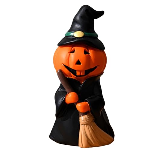 Streysisl Kürbisfigur, Halloween- -Dekoration, Halloween- -Skulptur, Herren, , Mittelstück aus Harz, Hexenhut, Kürbismann, für Streysisl Kürbisfigur, Halloween- -Dekoration, Halloween- -Skulptur, Herren, , Mittelstück aus Harz, Hexenhut, Kürbismann, für von Streysisl