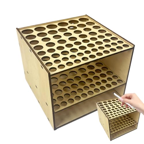 Streysisl Pinsel-Organizer, 67 Löcher, Schreibtischständer aus Holz, Pinsel-Organizer, quadratischer Pinsel-Aufbewahrung, Kunstbedarf-Organizer für Stifte, Pinsel von Streysisl