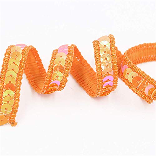 Paillettenband Farbiges Pailletten Band für Bastelprojekte Tanzbekleidungen Dekorationen 12 mm Breites 25 m Länge (Orange) von Strhopelove