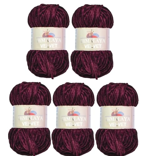 Himalaya Velvet Wolle – 100% Micro-Polyester, 5 x100gr, 120m, Stärke 6 Super Bulky, Nadeln 8mm, Ideal für Pullover, Schals, Mützen & Heimtextilien - Beere Dunkel 90039 Himalaya Velvet Wolle – 100% Micro-Polyester, 5 x100gr, 120m, Stärke 6 Super Bulky, Nadeln 8mm, Ideal für Pullover, Schals, Mützen & Heimtextilien - Beere Dunkel 90039 von Strickfein