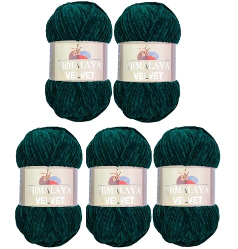 Himalaya Velvet Wolle – 100% Micro-Polyester, 5 x100gr, 120m, Stärke 6 Super Bulky, Nadeln 8mm, Ideal für Pullover, Schals, Mützen & Heimtextilien - Dunkeltürkis 90048 von Strickfein