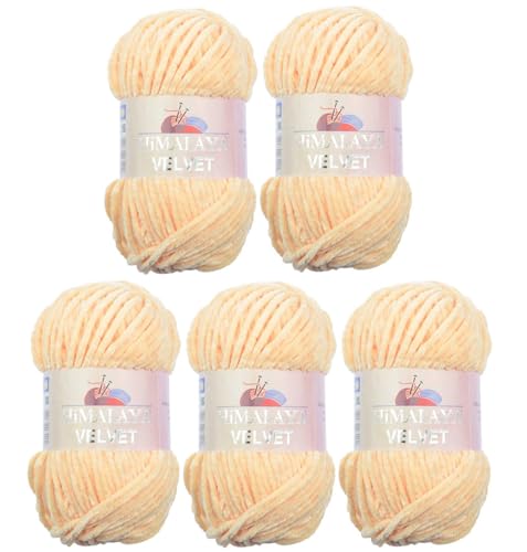 Himalaya Velvet Wolle – 100% Micro-Polyester, 5 x100gr, 120m, Stärke 6 Super Bulky, Nadeln 8mm, Ideal für Pullover, Schals, Mützen & Heimtextilien - Lachs 90033 von Strickfein