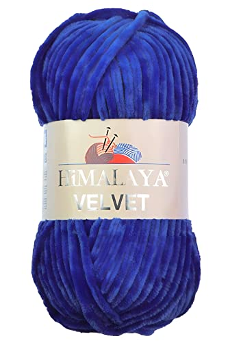 Strickfein Himalaya Velvet Wolle - 100% Micro-Polyester, 100g / 120m, Stärke 6 Super Bulky, Nadeln 8mm, Ideal für Pullover, Schals, Mützen & Heimtextilien (Blau) von Strickfein