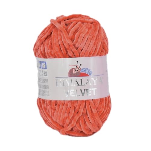 Strickfein Himalaya Velvet Wolle - 100% Micro-Polyester, 100g / 120m, Stärke 6 Super Bulky, Nadeln 8mm, Ideal für Pullover, Schals, Mützen & Heimtextilien (Dunkelorange) von Strickfein