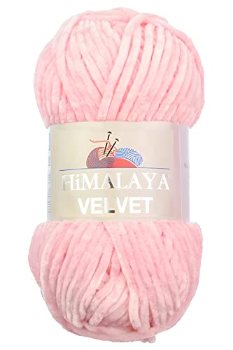 Strickfein Himalaya Velvet Wolle – 100% Micro-Polyester, 100g / 120m, Stärke 6 Super Bulky, Nadeln 8mm, Ideal für Pullover, Schals, Mützen & Heimtextilien (Hellrosa) von Strickfein
