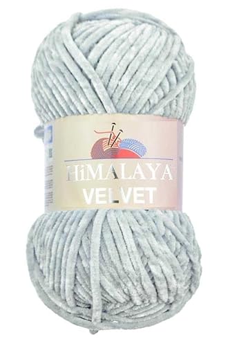 Strickfein Himalaya Velvet Wolle – 100% Micro-Polyester, 100g / 120m, Stärke 6 Super Bulky, Nadeln 8mm, Ideal für Pullover, Schals, Mützen & Heimtextilien (Hellsgrau) von Strickfein