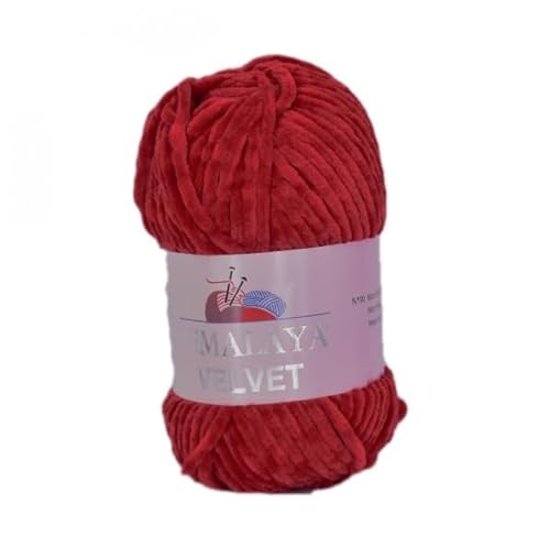 Strickfein Himalaya Velvet Wolle - 100% Micro-Polyester, 100g / 120m, Stärke 6 Super Bulky, Nadeln 8mm, Ideal für Pullover, Schals, Mützen & Heimtextilien (Kirsch) von Strickfein