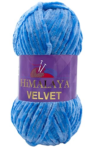 Strickfein Himalaya Velvet Wolle - 100% Micro-Polyester, 100g / 120m, Stärke 6 Super Bulky, Nadeln 8mm, Ideal für Pullover, Schals, Mützen & Heimtextilien (Meeresblau) von Strickfein