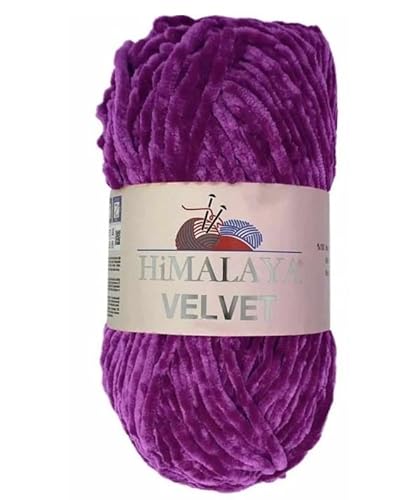 Strickfein Himalaya Velvet Wolle - 100% Micro-Polyester, 100g / 120m, Stärke 6 Super Bulky, Nadeln 8mm, Ideal für Pullover, Schals, Mützen & Heimtextilien (Wildbeere) von Strickfein