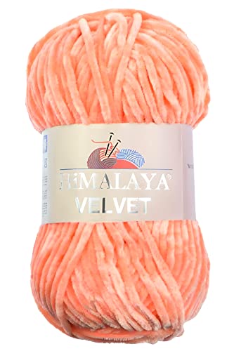 Strickfein Himalaya Velvet Wolle - 100% Micro-Polyester, 100g / 120m, Stärke 6 Super Bulky, Nadeln 8mm, Ideal für Pullover, Schals, Mützen & Heimtextilien - Apricot Hell 90023 von Strickfein