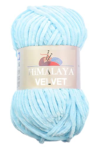 Strickfein Himalaya Velvet Wolle - 100% Micro-Polyester, 100g / 120m, Stärke 6 Super Bulky, Nadeln 8mm, Ideal für Pullover, Schals, Mützen & Heimtextilien - Babyblau 90006 von Strickfein