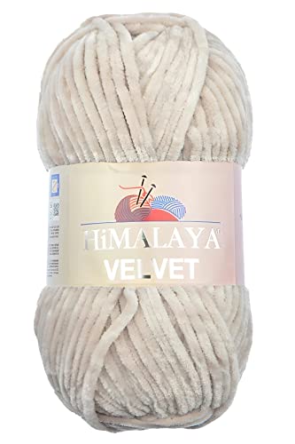 Strickfein Himalaya Velvet Wolle - 100% Micro-Polyester, 100g / 120m, Stärke 6 Super Bulky, Nadeln 8mm, Ideal für Pullover, Schals, Mützen & Heimtextilien - Beige 90042 von Strickfein