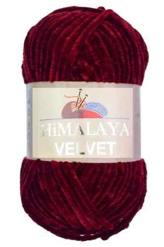 Strickfein Himalaya Velvet Wolle - 100% Micro-Polyester, 100g / 120m, Stärke 6 Super Bulky, Nadeln 8mm, Ideal für Pullover, Schals, Mützen & Heimtextilien - Bordeaux 90022 von Strickfein