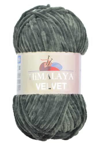 Strickfein Himalaya Velvet Wolle - 100% Micro-Polyester, 100g / 120m, Stärke 6 Super Bulky, Nadeln 8mm, Ideal für Pullover, Schals, Mützen & Heimtextilien - Dunkelgrau 90020 von Strickfein