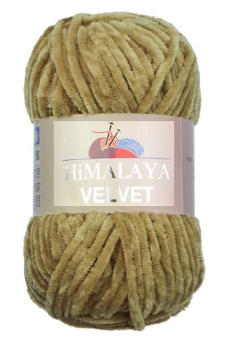 Strickfein Himalaya Velvet Wolle - 100% Micro-Polyester, 100g / 120m, Stärke 6 Super Bulky, Nadeln 8mm, Ideal für Pullover, Schals, Mützen & Heimtextilien - Hellbraun 90017 von Strickfein