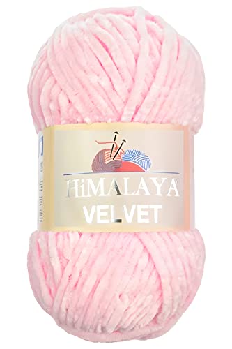 Strickfein Himalaya Velvet Wolle - 100% Micro-Polyester, 100g / 120m, Stärke 6 Super Bulky, Nadeln 8mm, Ideal für Pullover, Schals, Mützen & Heimtextilien - Helles Rosa 90003 von Strickfein