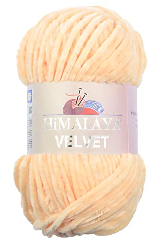 Strickfein Himalaya Velvet Wolle - 100% Micro-Polyester, 100g / 120m, Stärke 6 Super Bulky, Nadeln 8mm, Ideal für Pullover, Schals, Mützen & Heimtextilien - Lachs 90033 von Strickfein
