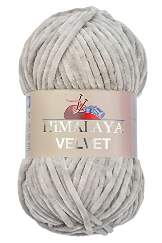 Strickfein Himalaya Velvet Wolle - 100% Micro-Polyester, 100g / 120m, Stärke 6 Super Bulky, Nadeln 8mm, Ideal für Pullover, Schals, Mützen & Heimtextilien - Mausgrau 90057 von Strickfein