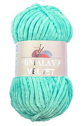Strickfein Himalaya Velvet Wolle - 100% Micro-Polyester, 100g / 120m, Stärke 6 Super Bulky, Nadeln 8mm, Ideal für Pullover, Schals, Mützen & Heimtextilien - Mint 90035 von Strickfein
